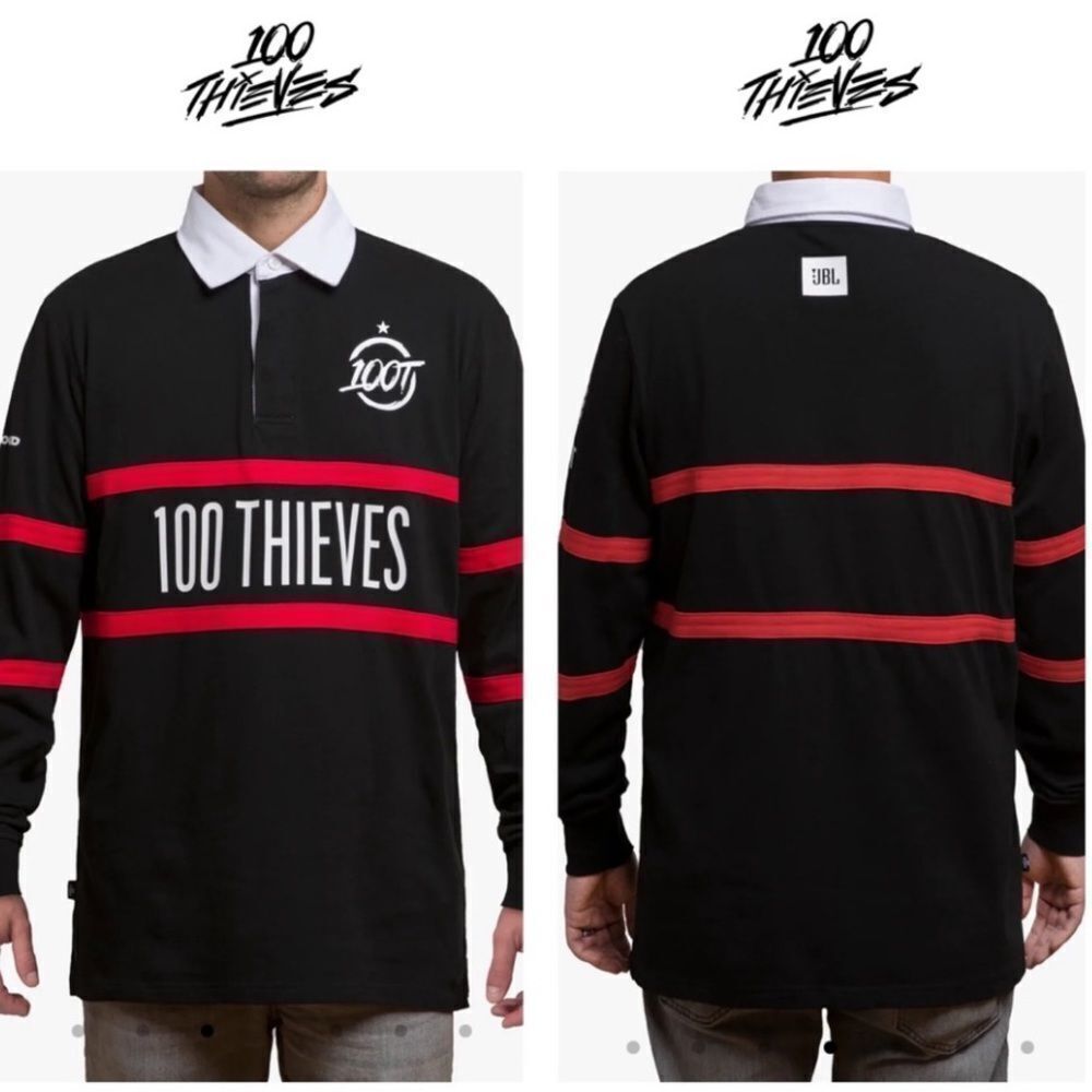100 Thieves 2022 Primary Jersey Polo‎ in Black/Red/white 3X